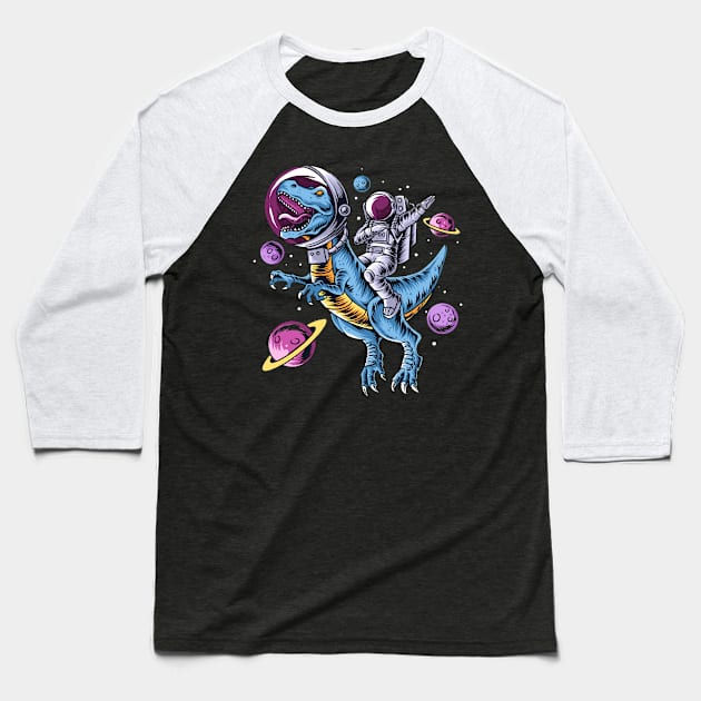 cute dino and spaceman Baseball T-Shirt by drydenshops